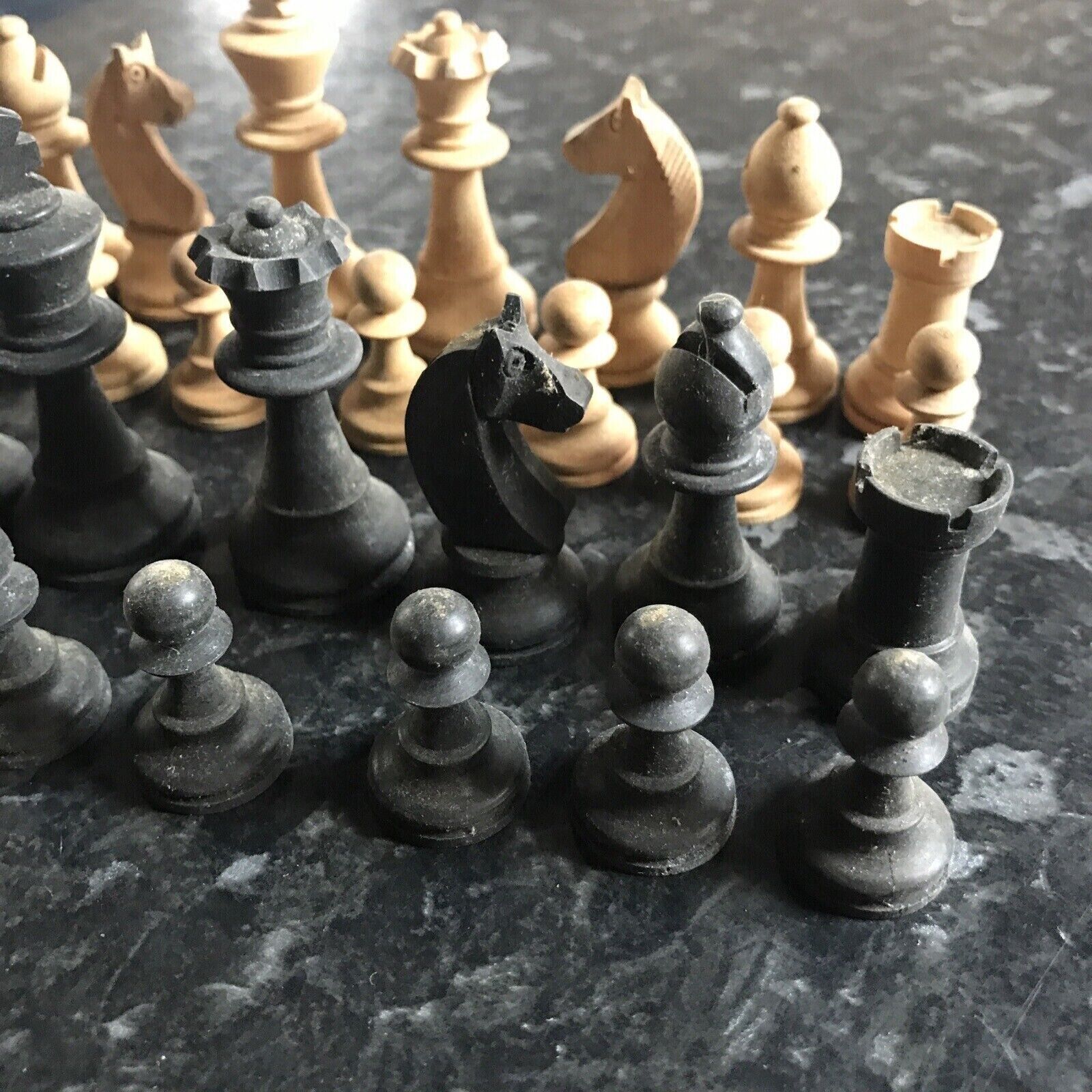 Full-set-vintage-chess-set-black-beige-carved-wooden-style