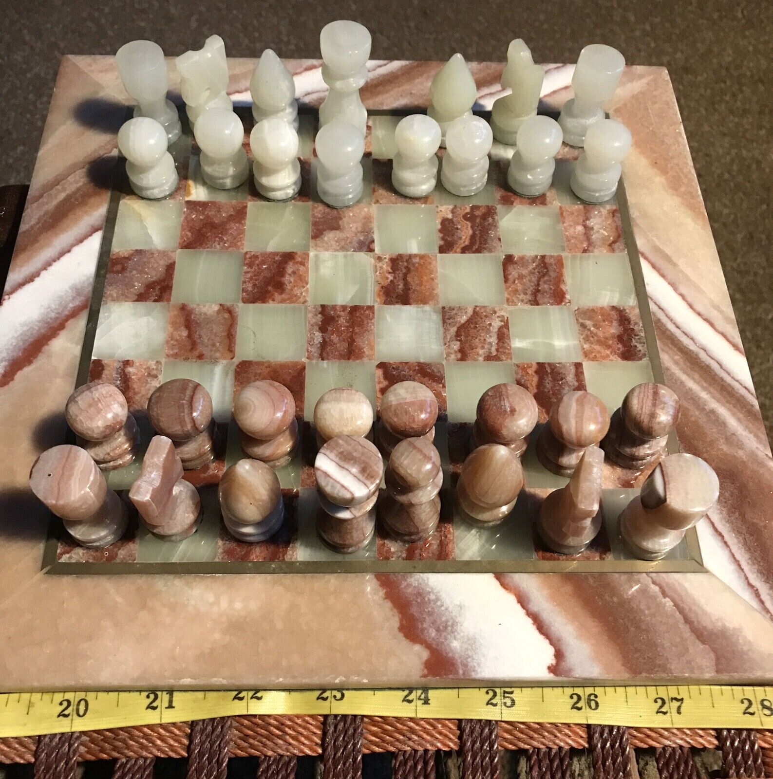 Vintage-Onyx Marble Chess Set And Board
